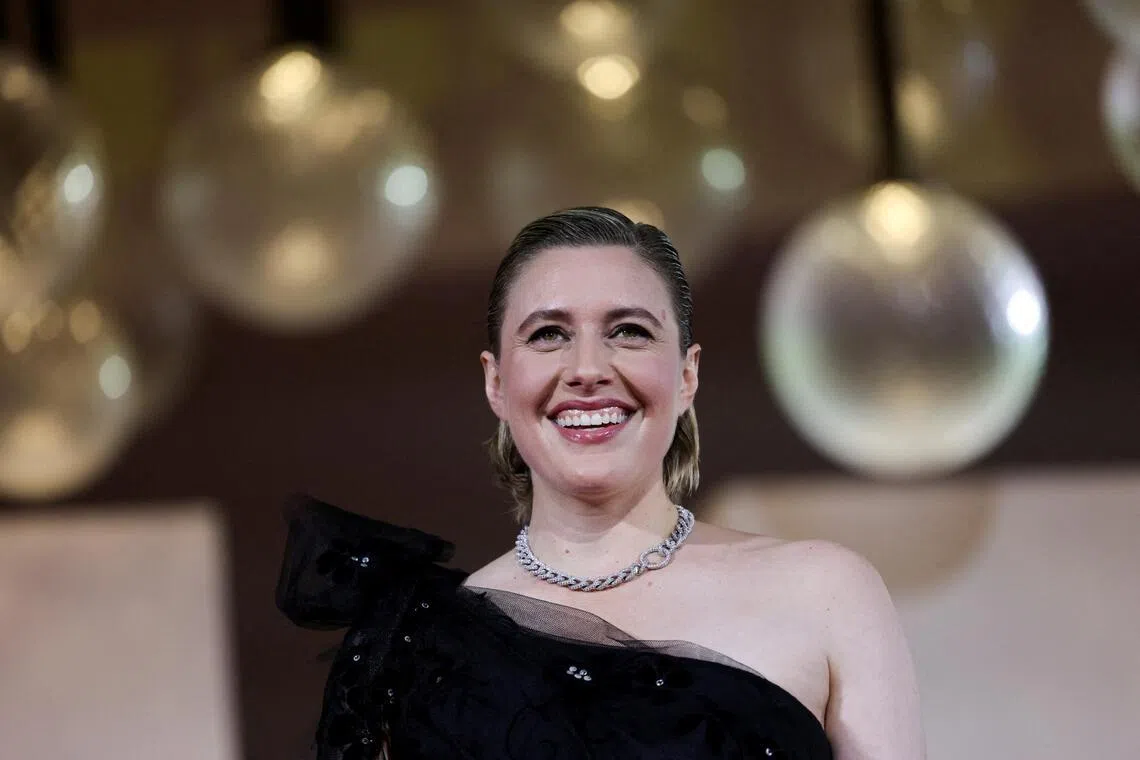Greta Gerwig at the screening of the movie Jay Kelly at the Venice Film Festival in Italy on Aug 28, 2025. 