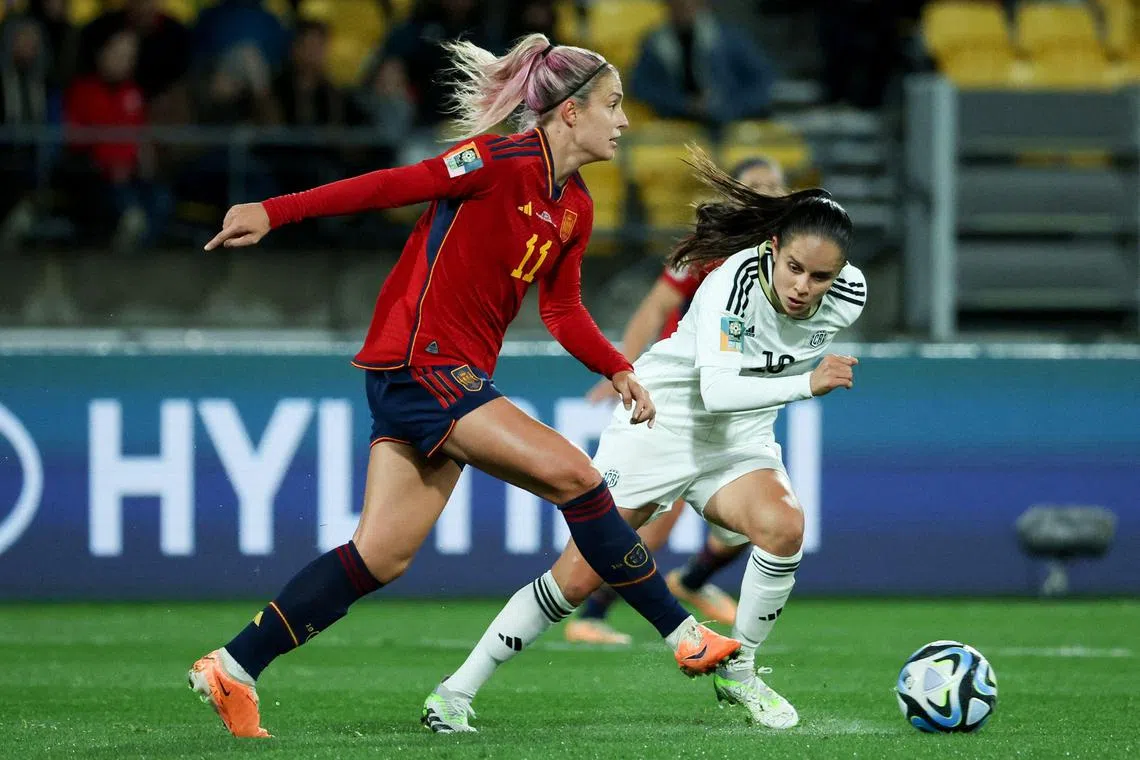 Spain midfielder Alexia Putellas (in red) played the last 15 minutes of her side's 3-0 win over Costa Rica in their World Cup 2023 opener.