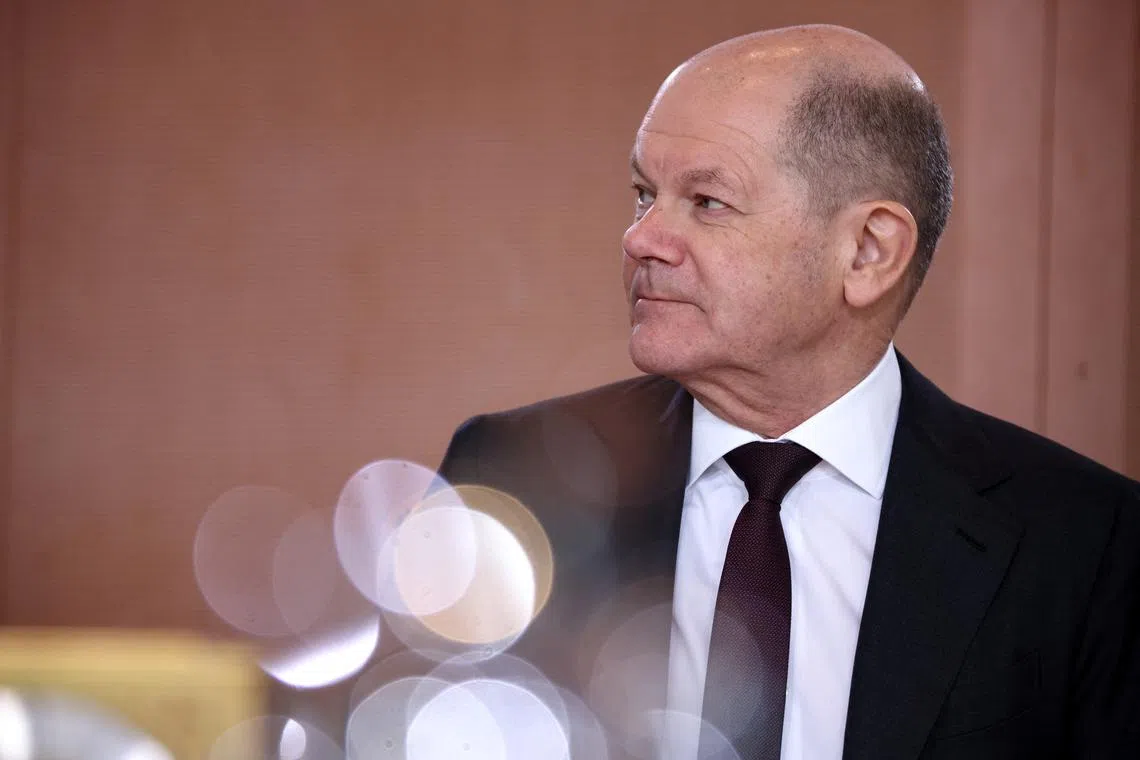 German Chancellor Olaf Scholz attends the weekly cabinet meeting at the Chancellery in Berlin, Germany, April 10, 2024. REUTERS/Liesa Johannssen