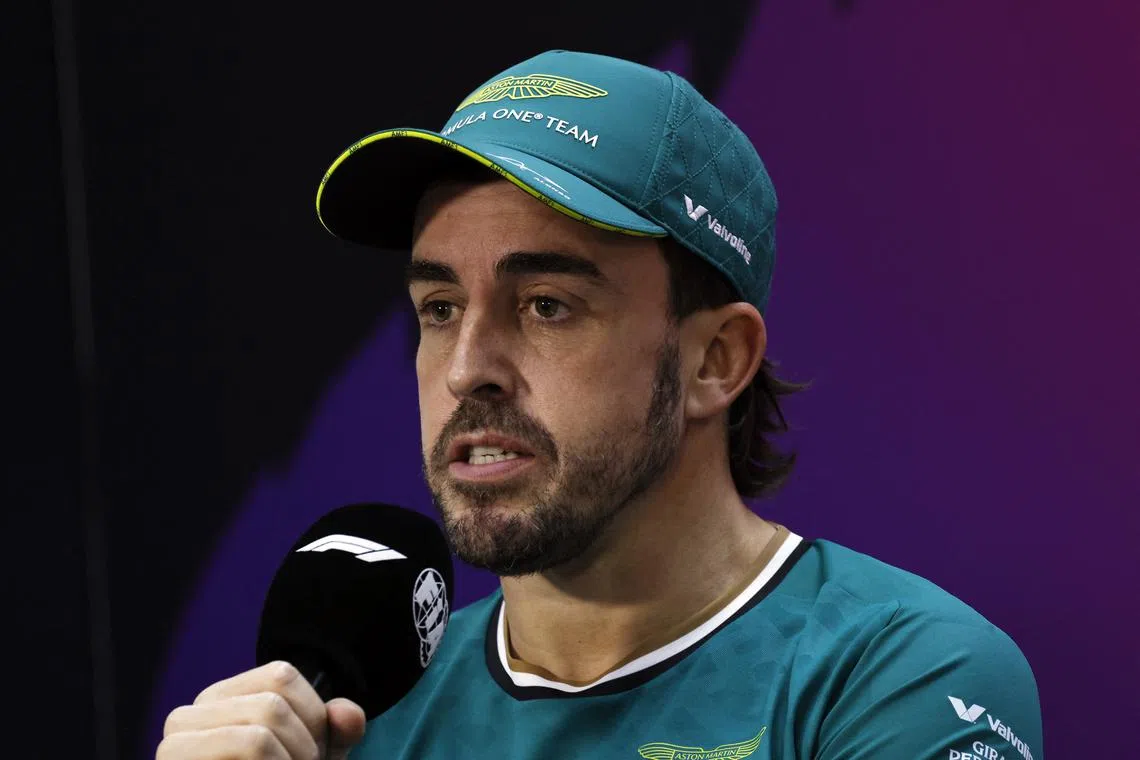 Formula One F1 - Pre-Season Testing - Bahrain International Circuit, Sakhir, Bahrain - February 22, 2024 Aston Martin's Fernando Alonso during the press conference REUTERS/Hamad I Mohammed