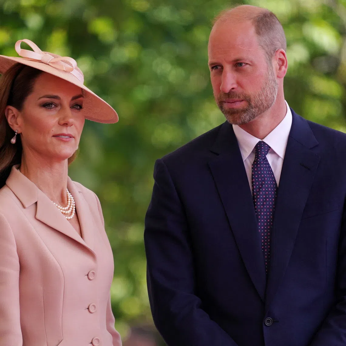 Britain's Kate, Princess of Wales and Prince William join Britain's King Charles III and Queen Camilla to welcome French President Emmanuel Macron and his wife Brigitte to Windsor Castle in Windsor, England, Tuesday, July 8, 2025.    Alberto Pezzali/Pool via REUTERS