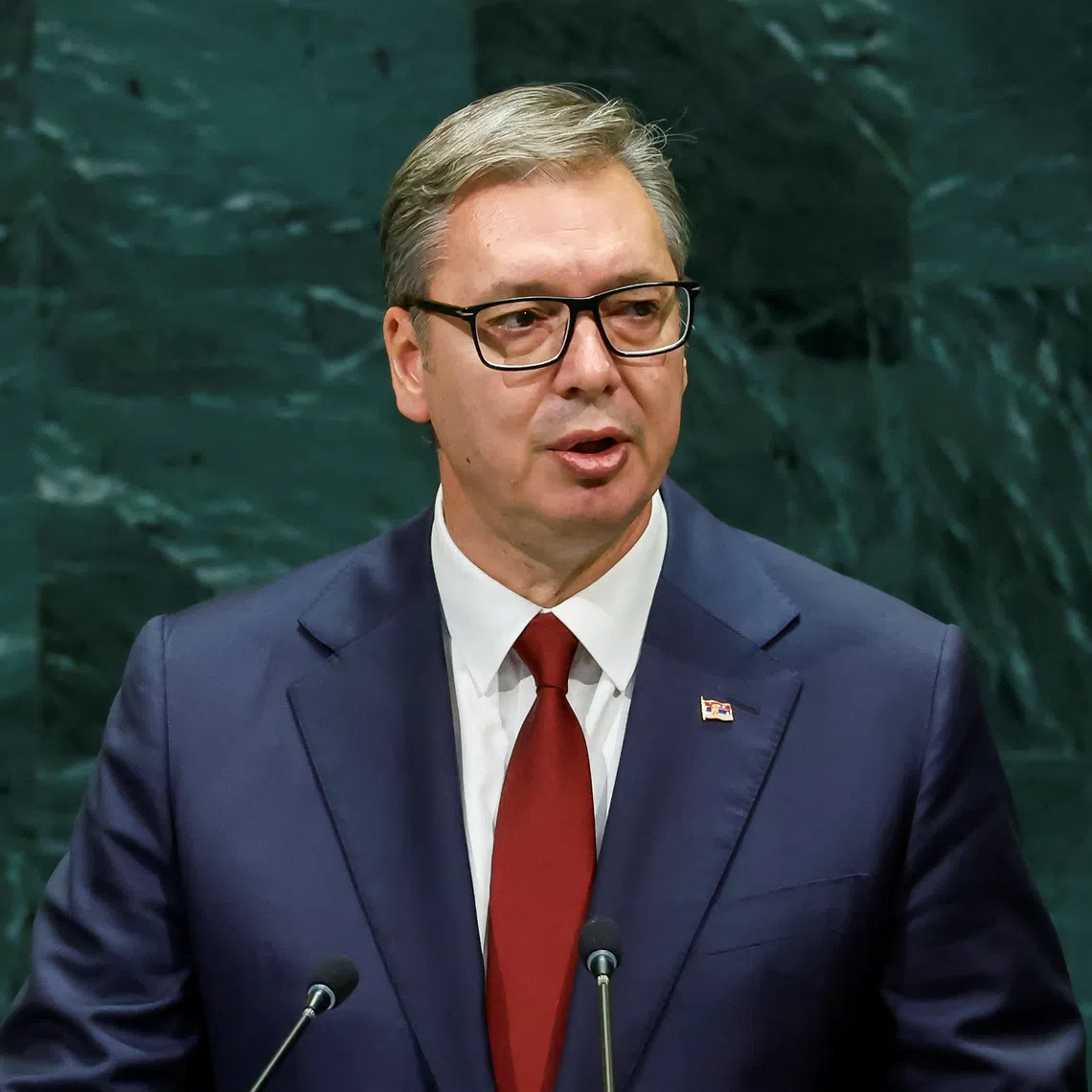 Serbian President Aleksandar Vucic addresses the 81st United Nations General Assembly at UN headquarters in New York City, US, September 23, 2026. REUTERS/Eduardo Munoz