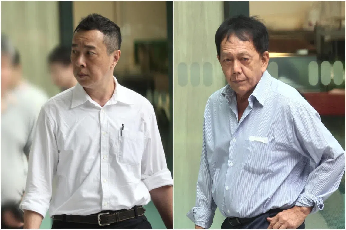 Poiter Agus Kentjana (left) and Wui Ong Chuan on Friday pleaded guilty to one count of cheating and one charge under the Strategic Goods (Control) Act.