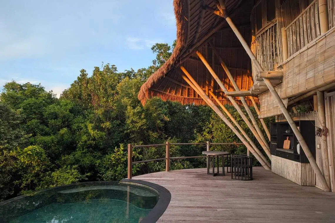 The Cempedak Island villas, with no real doors or windows, opened directly to nature.