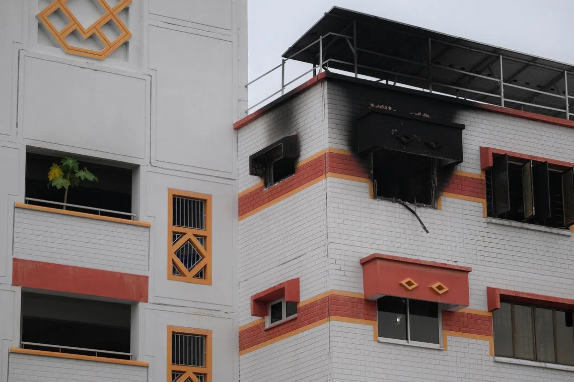 The aftermath of the 14th floor unit at Block 439, Choa Chu Kang Ave 4, after a fire broke out on May 31.