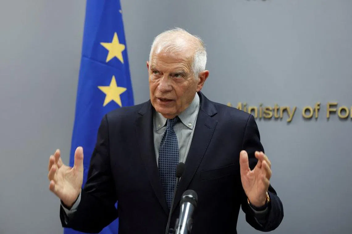 FILE PHOTO: European Union's foreign policy chief Josep Borrell speaks during a joint news conference with Lebanon's caretaker Foreign Minister Abdallah Bou Habib in Beirut, Lebanon January 6, 2024. REUTERS/Mohamed Azakir/File Photo