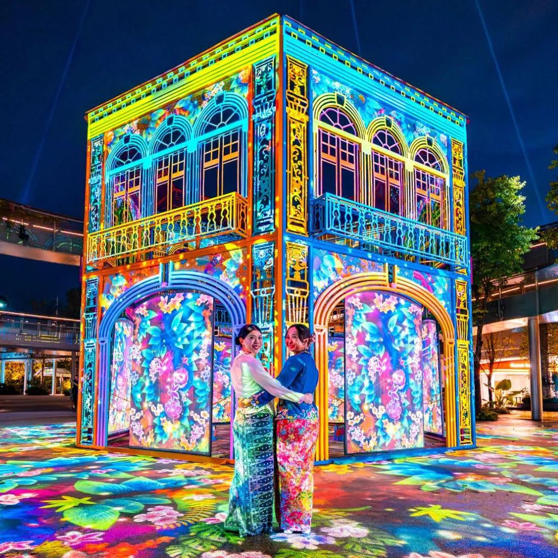 A glowing tribute to tradition, The Peranakan House anchors Sentosa’s Peranakan Reimagined show.