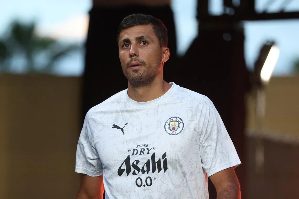 FILE PHOTO: Soccer Football - FIFA Club World Cup - Round of 16 - Manchester City v Al Hilal - Camping World Stadium, Orlando, Florida, U.S. - June 30, 2025 Manchester City's Rodri during the warm up before the match IMAGN IMAGES via Reuters/Nathan Ray Seebeck/File Photo