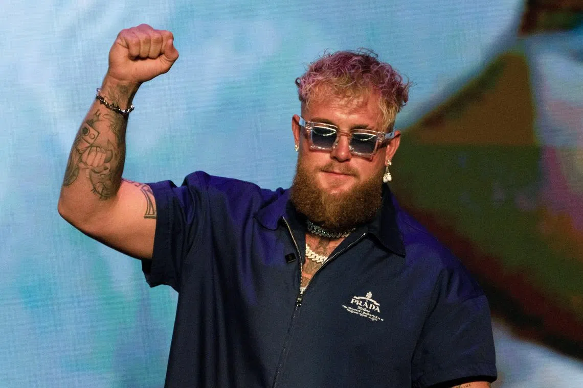 FILE PHOTO: Boxer Jake Paul attends a news conference, ahead of a sanctioned professional fight versus Mike Tyson which was due to take place at AT&T Stadium in Arlington, Texas on July 20, in New York City, U.S. but was postponed. May 13, 2024. REUTERS/David 'Dee' Delgado/File Photo