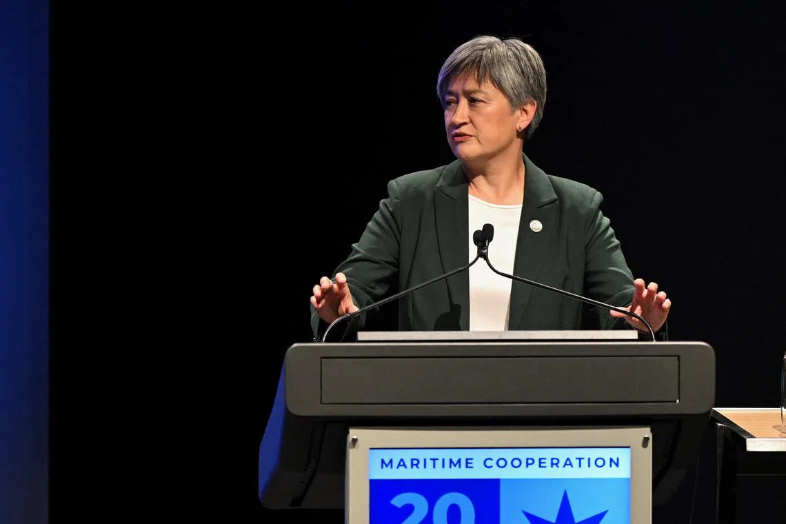 Australia's Foreign Affairs Minister Penny Wong speaks during the Maritime Cooperation Forum of the ASEAN-Australia Special Summit, in Melbourne, Australia March 4, 2024. REUTERS/Jaimi Joy