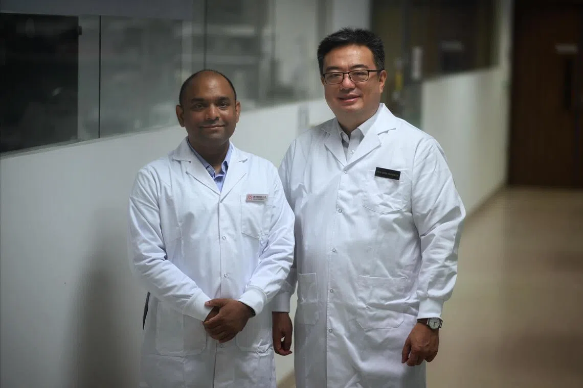 Centre for Integrative Human Cell Research and Translation (CIPHER) deputy director Chrishan Ramachandra (left) and director Derek Hausenloy on Oct 13.