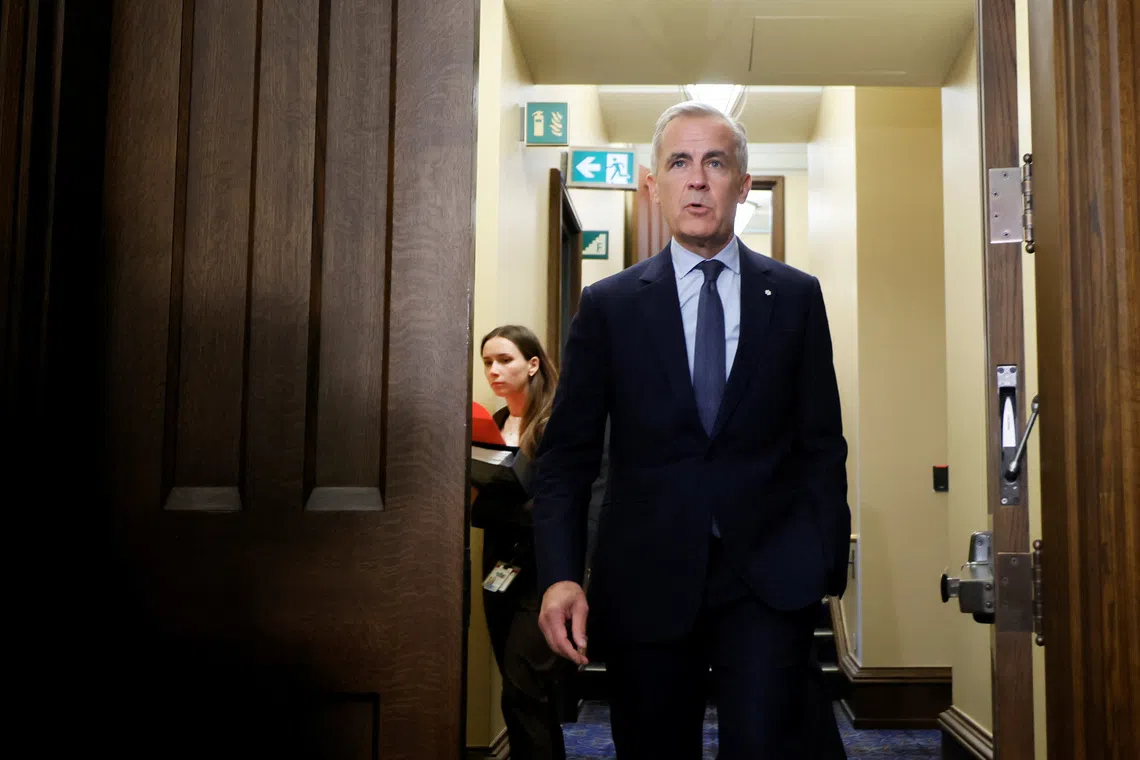 Canada's Prime Minister Mark Carney walks to the House of Commons for Question Period on Parliament Hill in Ottawa, Ontario, Canada September 15, 2025. REUTERS/Blair Gable