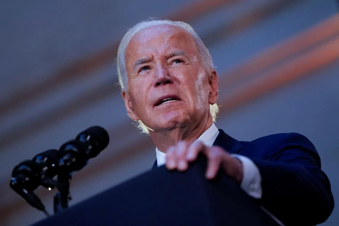 FILE PHOTO: U.S. President Joe Biden delivers remarks during a reception at the Metropolitan Museum of Art on the sidelines of the 79th session of the United National General Assembly (UNGA) in New York City, U.S., September 25, 2024. REUTERS/Elizabeth Frantz/File Photo