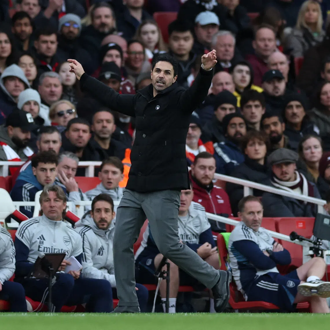 Soccer Football - Premier League - Arsenal v Crystal Palace - Emirates Stadium, London, Britain - October 26, 2025 Arsenal manager Mikel Arteta reacts Action Images via Reuters/Paul Childs