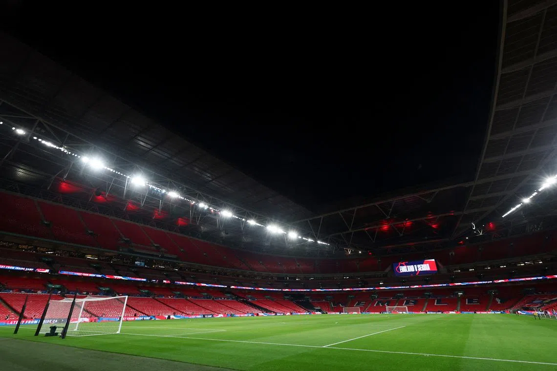 FILE PHOTO: Soccer Football - World Cup - UEFA Qualifiers - Group K - England v Serbia - Wembley Stadium, London, Britain - November 13, 2025 General view inside the stadium before the match. Action Images via Reuters/Andrew Boyers/File Photo