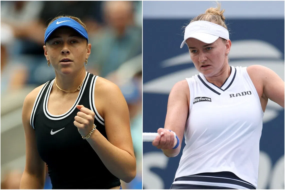 Amanda Anisimova (left) and Barbora Krejcikova withdrew from the WTA 500 tournament at The Kallang’s OCBC Arena due to injuries.