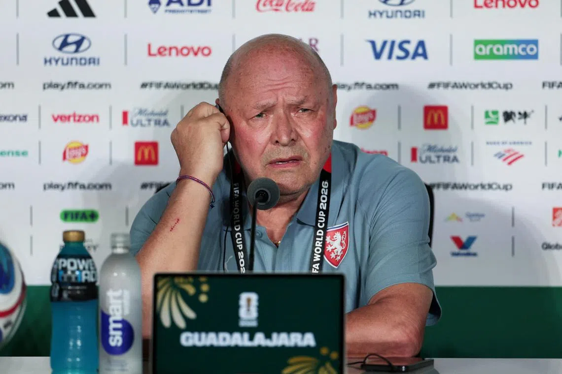 Soccer Football - FIFA World Cup 2026 - Czech Republic Press Conference - Estadio Guadalajara, Guadalajara, Mexico - June 10, 2026 Czech Republic coach Miroslav Koubek during the press conference REUTERS/Amanda Perobelli