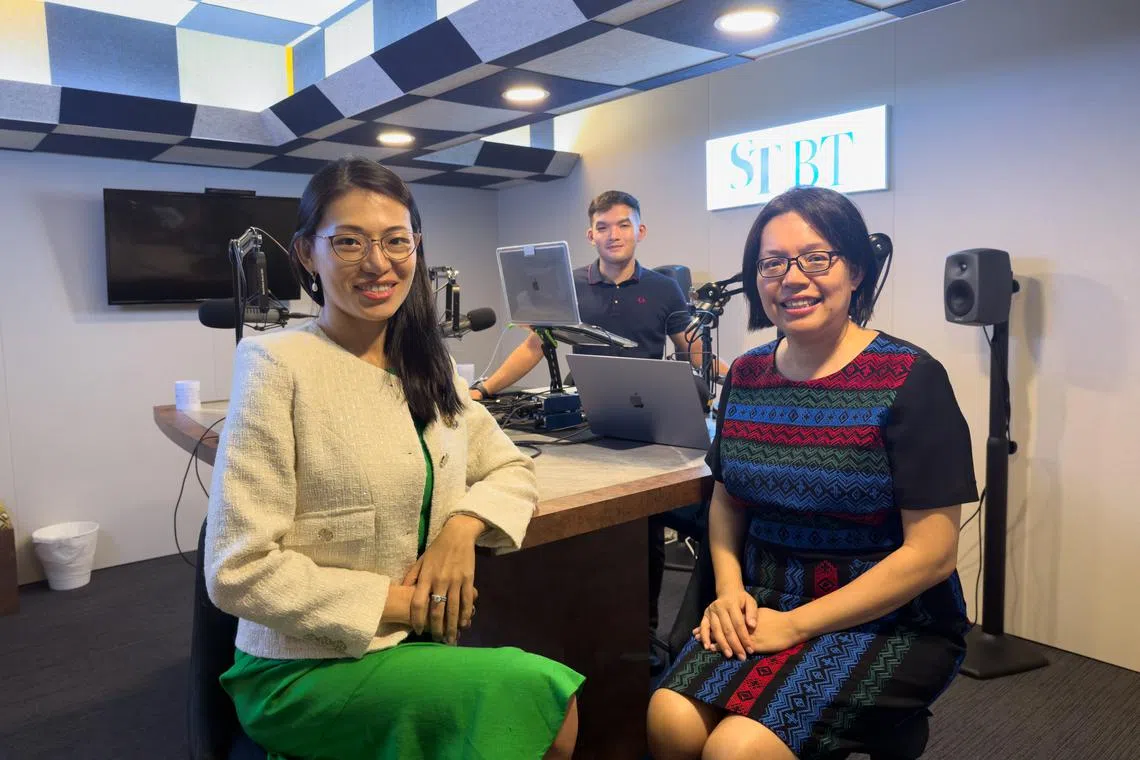 (From left) Ms Ong Ai Ling, Portfolio Manager and Head of Artificial Intelligence of Investments at Lion Global Investors, ST podcast producer Teo Tong Kai and associate editor and senior columnist Lee Su Shyan.
