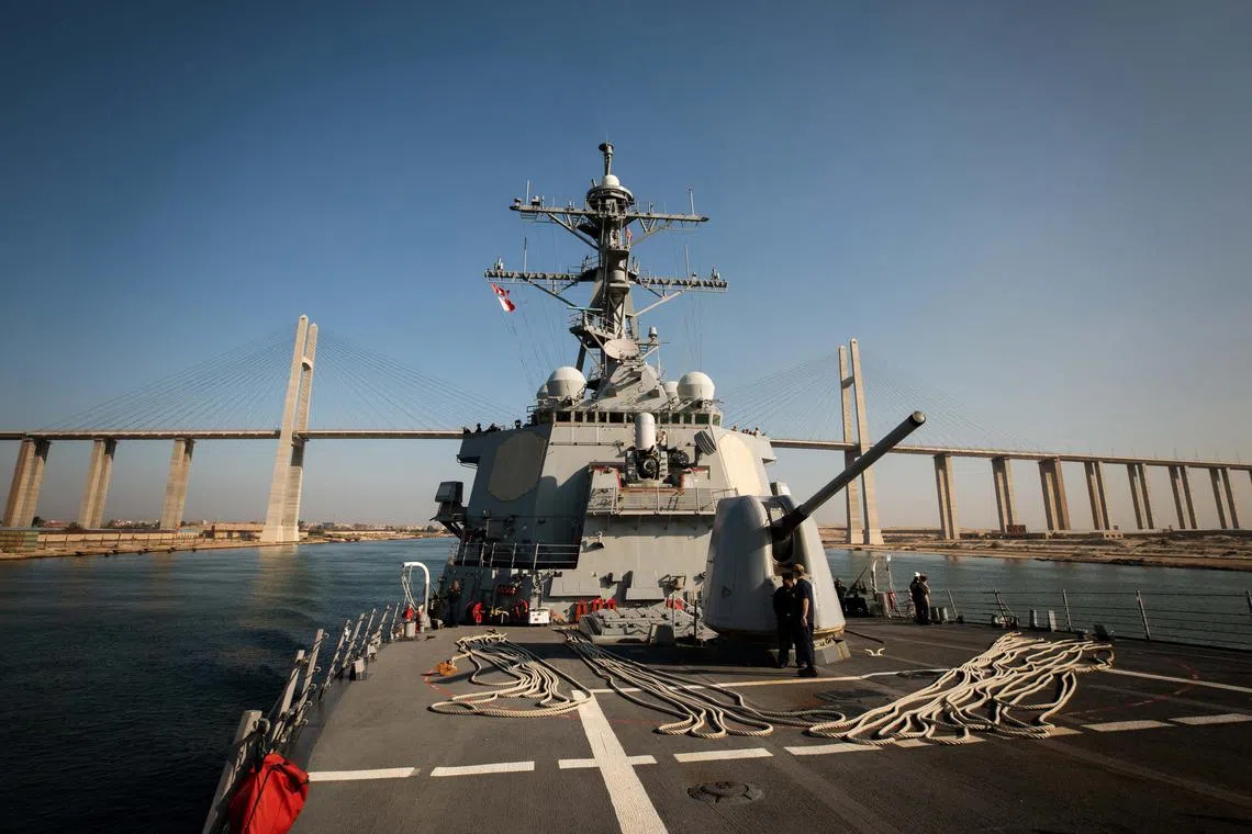 The US destroyer USS Carney shot down multiple drones on Dec 3 while assisting commercial ships in the Red Sea that were targeted by attacks from Yemen.