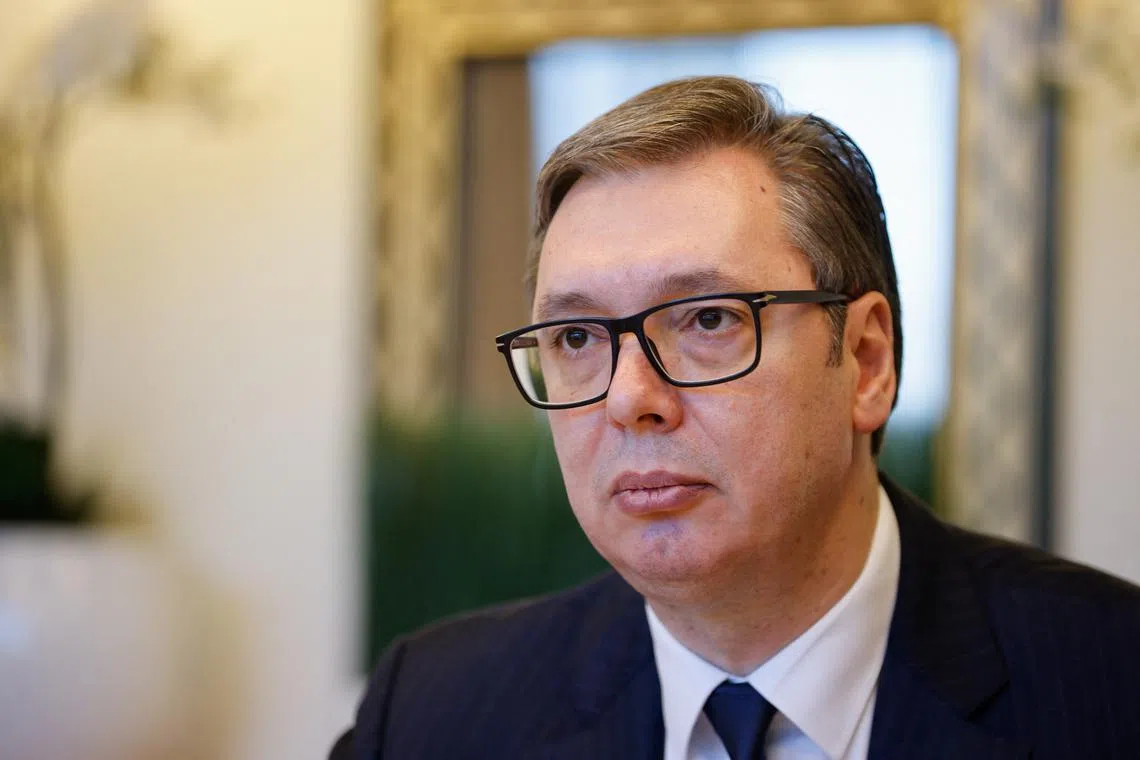 Serbian President Aleksandar Vucic said the country has not and will not send ammunition to either Ukraine or Russia.
