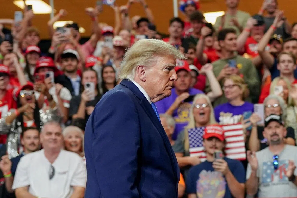 In crude Ohio rally speech, Trump says he may not help the state if Democrats win