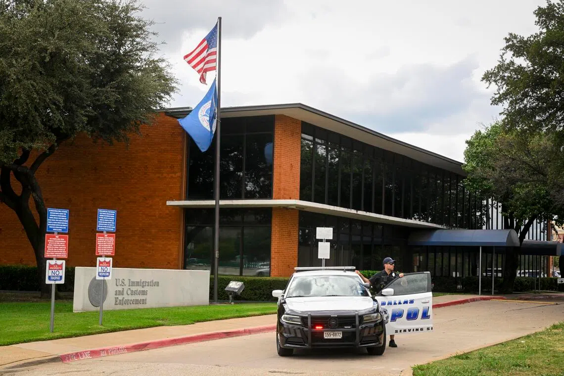 A gunman shot three detainees at a US Immigration and Customs Enforcement field office in Dallas on Sept 24.