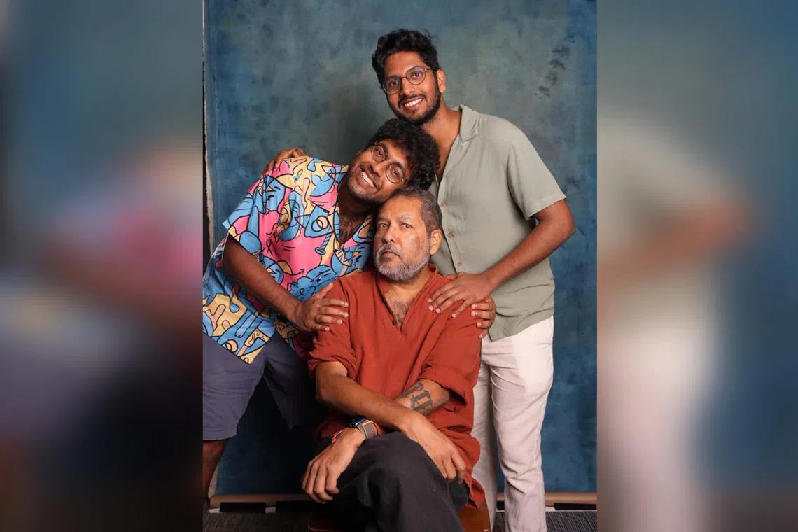 Theatremaker Krish Natarajan (middle) looks forward to his father Raja V's (bottom) cooking on Sundays. With them is Natarajan's brother Keshav Natarajan. 