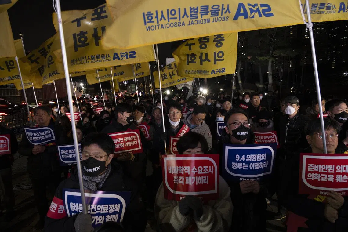 South Korean doctors are threatening to walk off the job in protest over the plan to add more physicians.