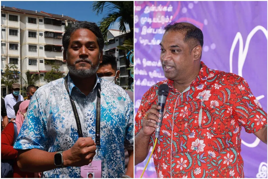 Umno's Khairy Jamaluddin (left) lost to PKR's Ramanan Ramakrishnan in Sungai Buloh.