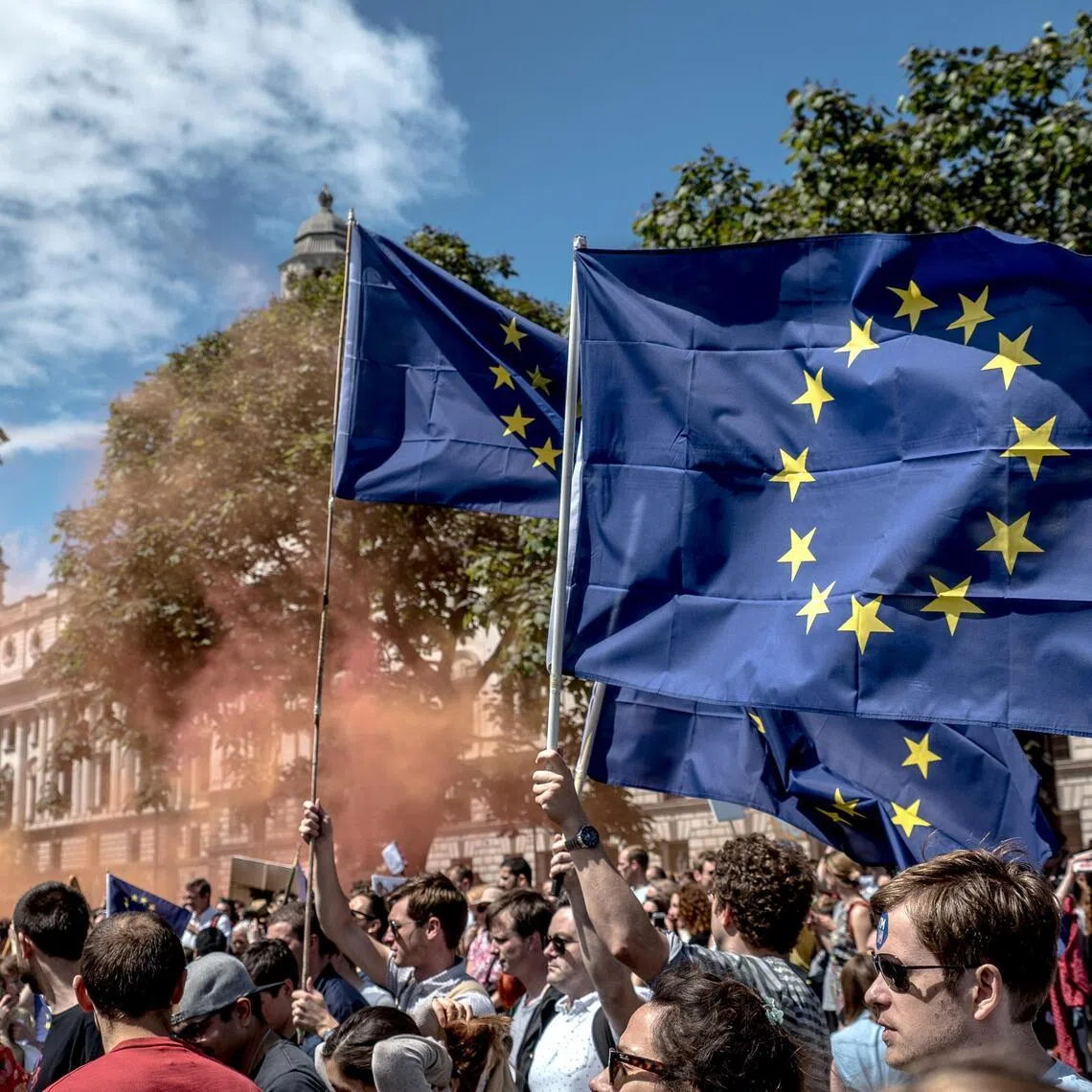 People demonstrate against Brexit in London on July 2, 2016.