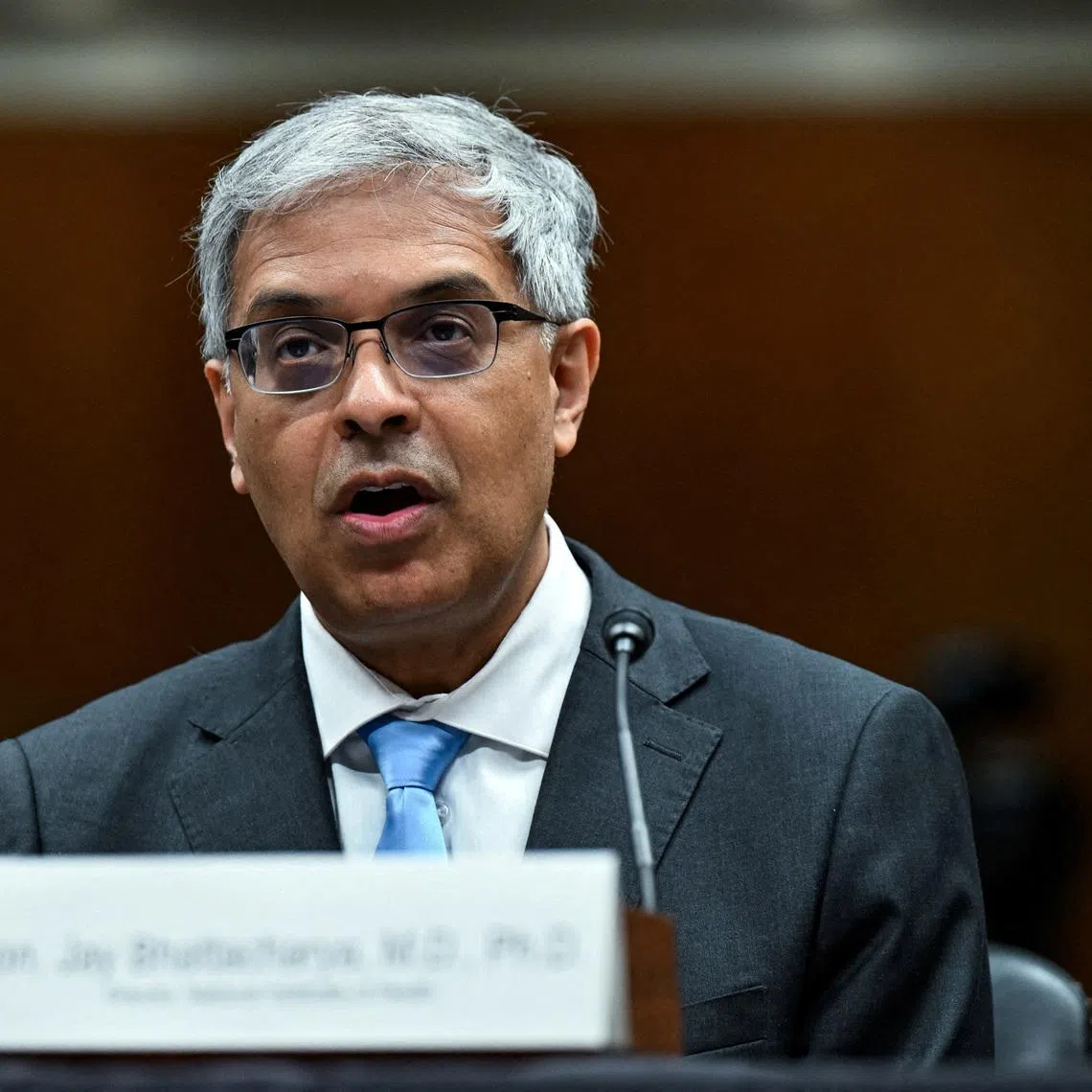 U.S. National Institutes of Health (NIH) Director Jay Bhattacharya testifies at a Senate Appropriations Labor, Health and Human Services, Education, and Related Agencies Subcommittee hearing on Capitol Hill in Washington, D.C., U.S., May 21, 2026. REUTERS/Annabelle Gordon