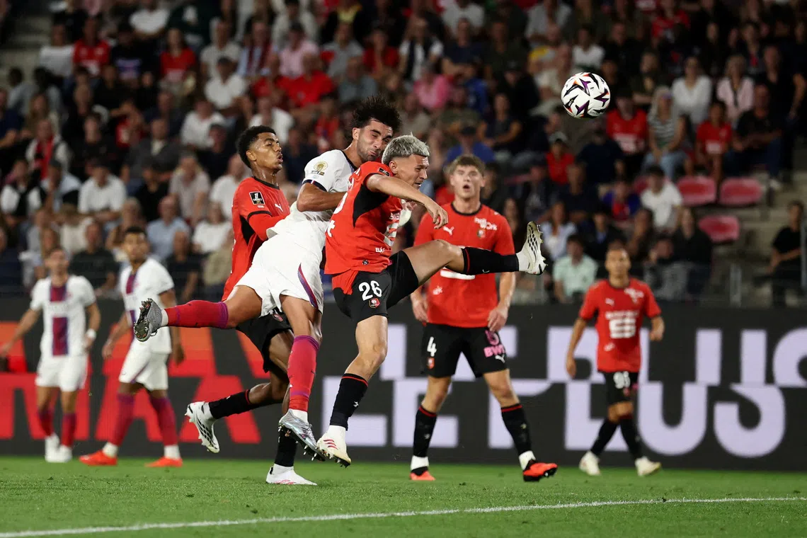 Soccer Football - Ligue 1 - Stade Rennes v Paris St Germain - Roazhon Park, Rennes, France - August 23, 2026 Paris St Germain's Ferran Torres scores their second goal REUTERS/Stephane Mahe