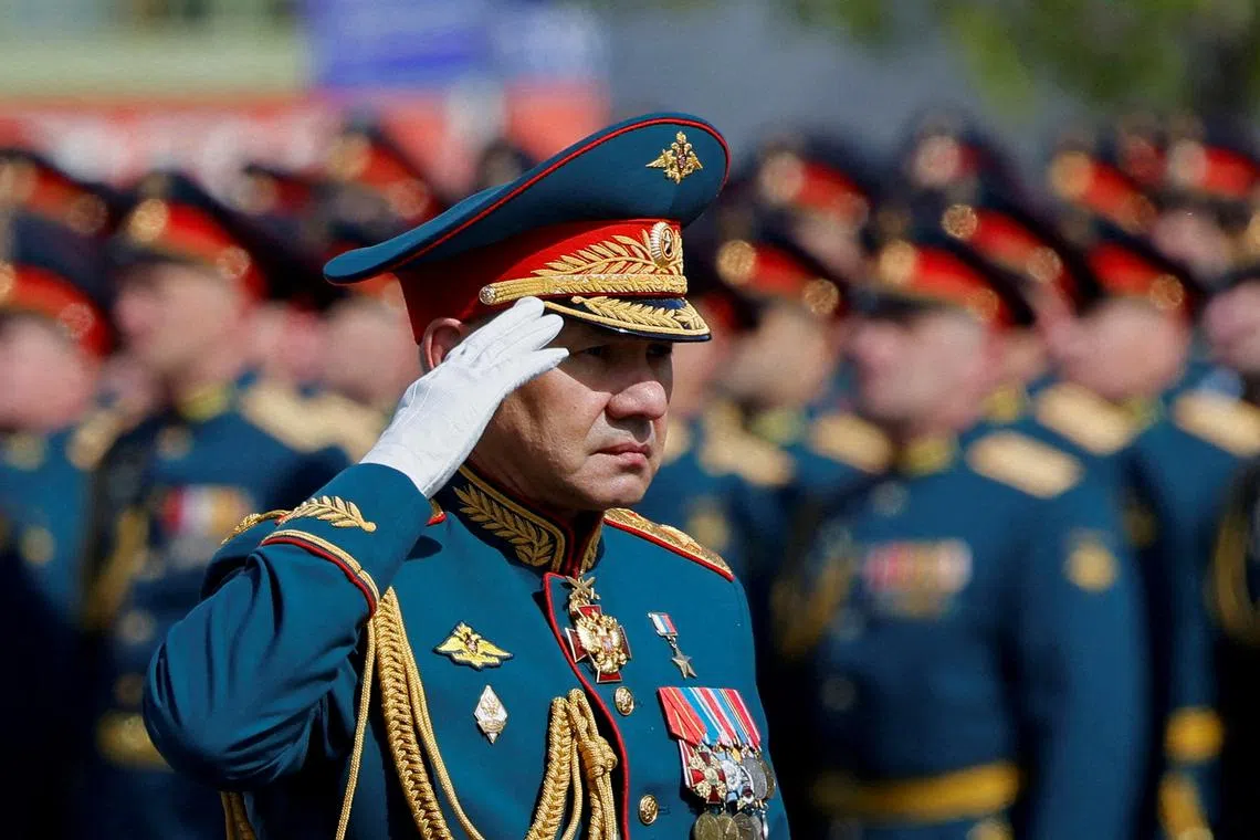 FILE PHOTO: Former Russian Defence Minister Sergei Shoigu rides on an Aurus cabriolet during a military parade on Victory Day in Moscow, Russia, May 9, 2024. REUTERS/Maxim Shemetov/File Photo