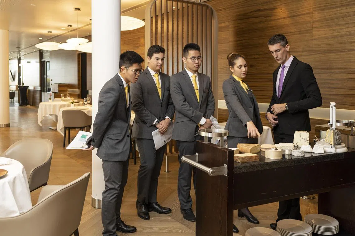 The one- Michelin-starred training restaurant Le Berceau des Sens at EHL Hospitality Business School in Lausanne, Switzerland, teaches students the nuances of fine dining.