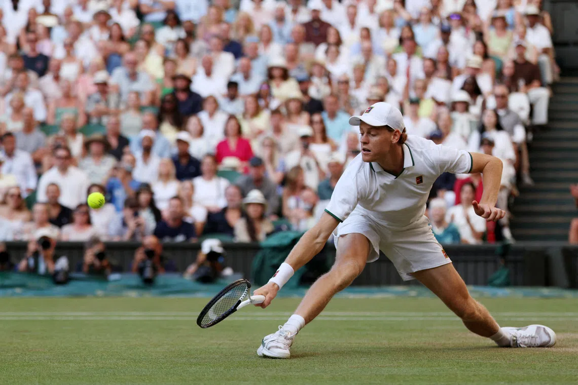 Italy’s Jannik Sinner in action during his final match against Germany’s Alexander Zverev on July 12.