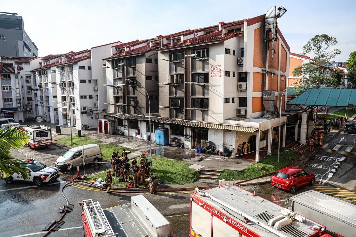 The facade of 12 units across three levels above the coffee shop were also charred by the fire, according to news reports.