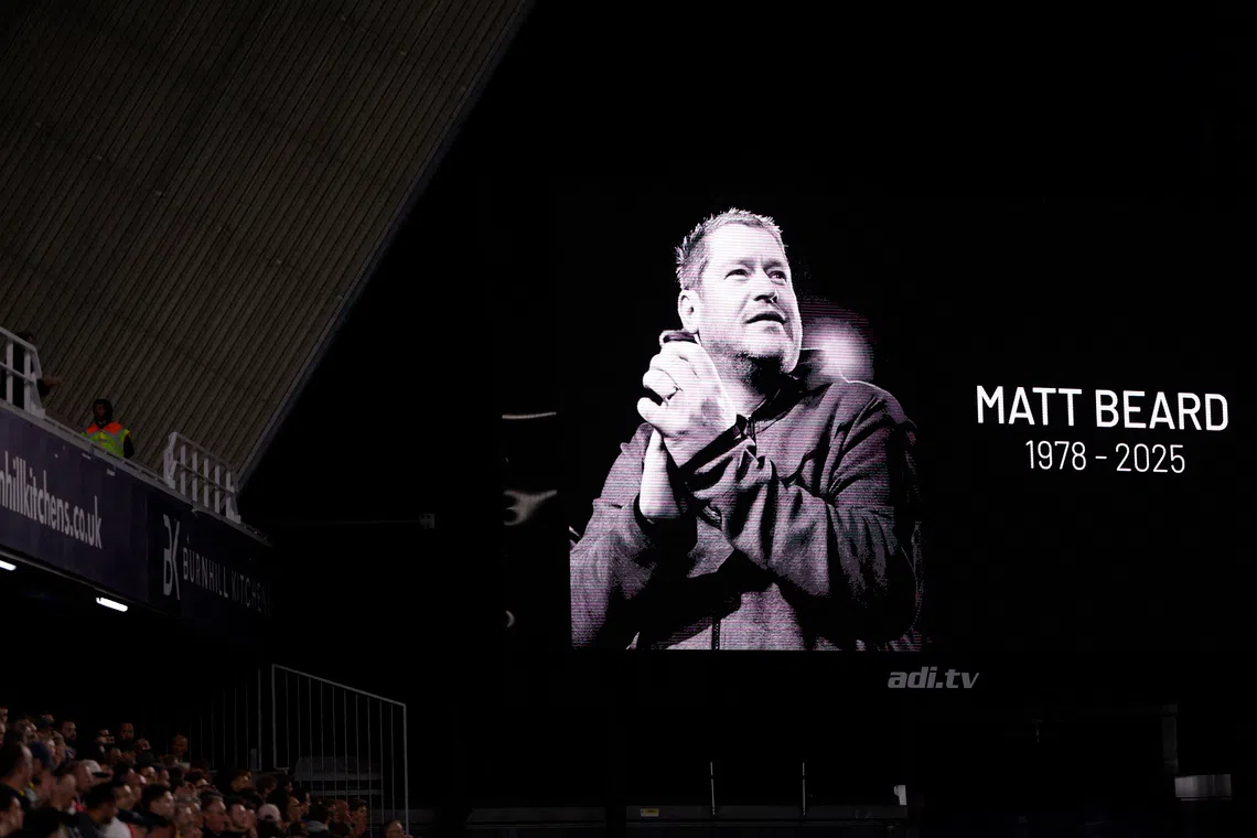 Soccer Football - Championship - Millwall v Watford - The Den, London, Britain - September 22, 2025 A tribute to former Liverpool Women manager Matt Beard is pictured inside the stadium Action Images/Andrew Couldridge