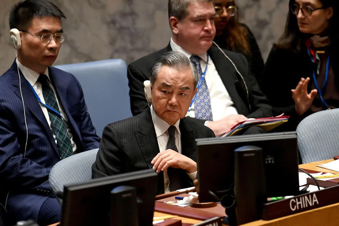 Chinese Foreign Minister Wang Yi is in New York, chairing a UN Security Council session on the Israel-Hamas conflict.