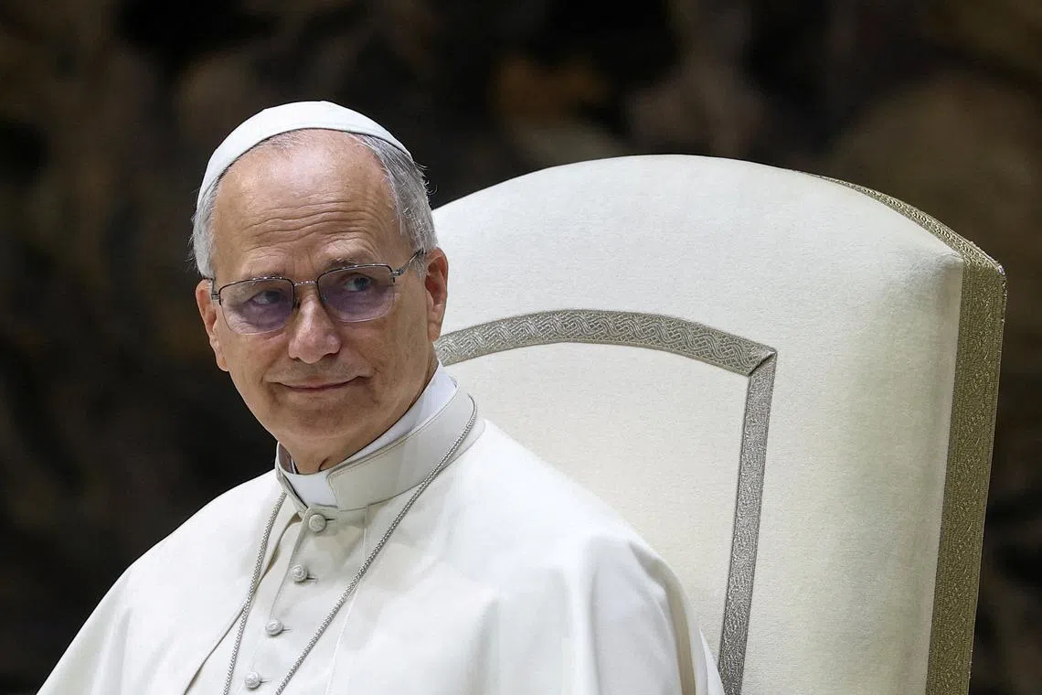 Pope Leo XIV looks on, on the day of the weekly general audience in the Paul VI Hall at the Vatican August 27, 2025. REUTERS/Guglielmo Mangiapane/File Photo