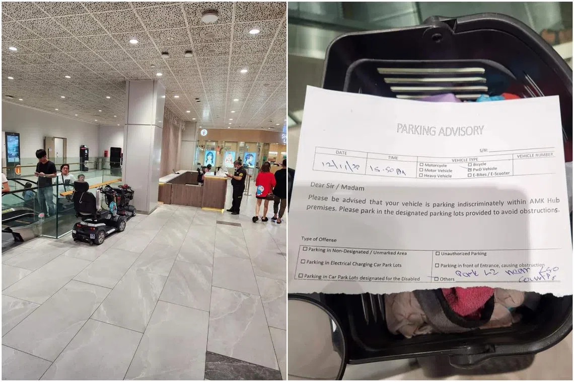 The man and his parents were having lunch when a security guard approached them and asked them to move the scooters.