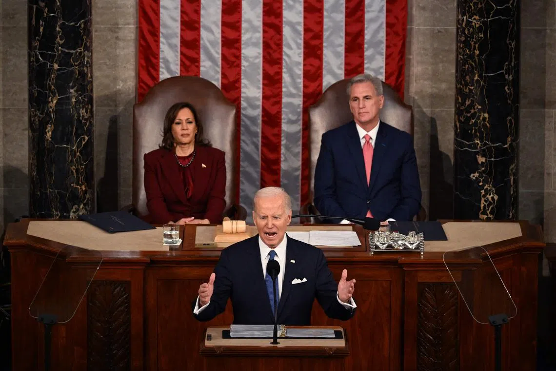 US President Joe Biden's fiery comments during his State of the Union address were followed by the chamber’s chants of “USA, USA” shortly afterward.