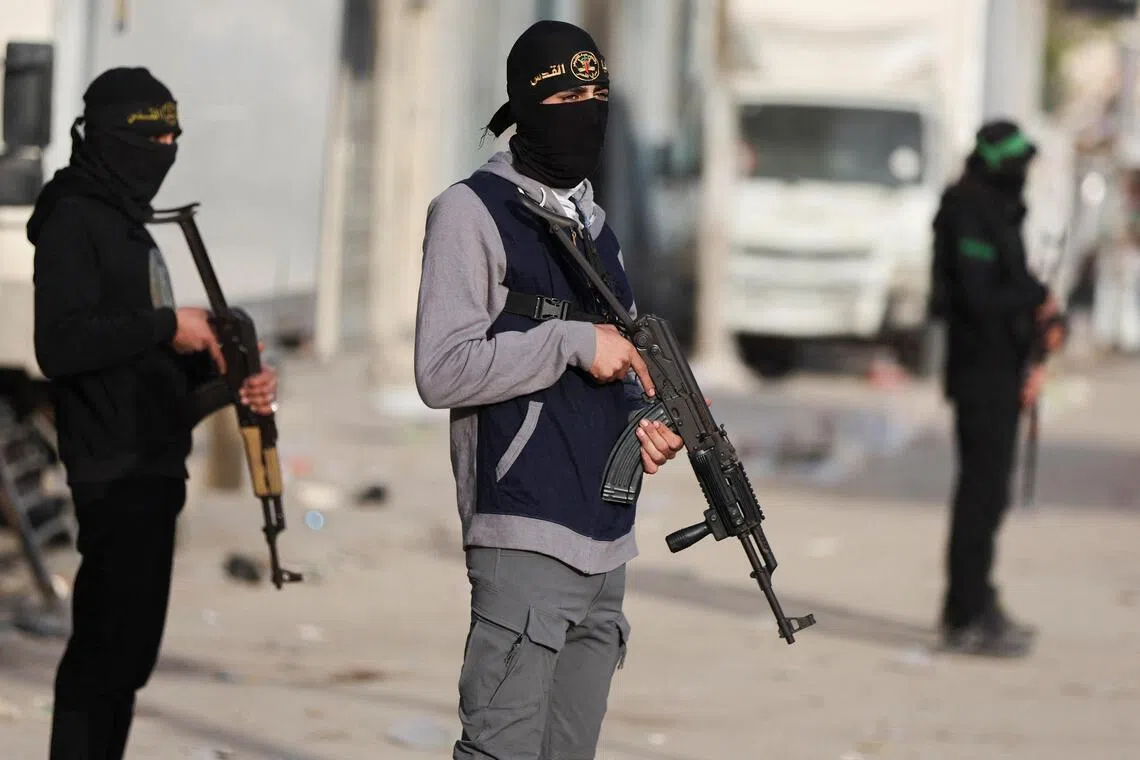 Militants from Hamas and Palestinian Islamic Jihad in Gaza City on March 20.