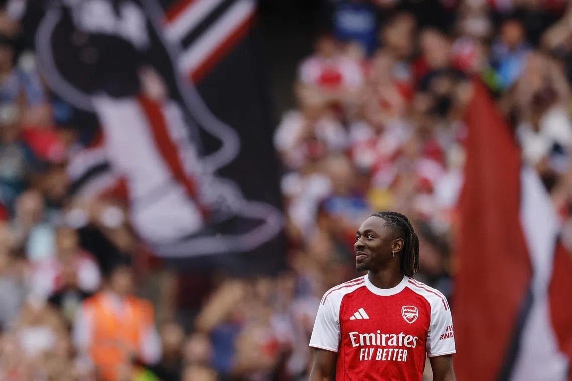 New Arsenal signing Eberechi Eze is unveiled to the fans before their match against Leeds United. 