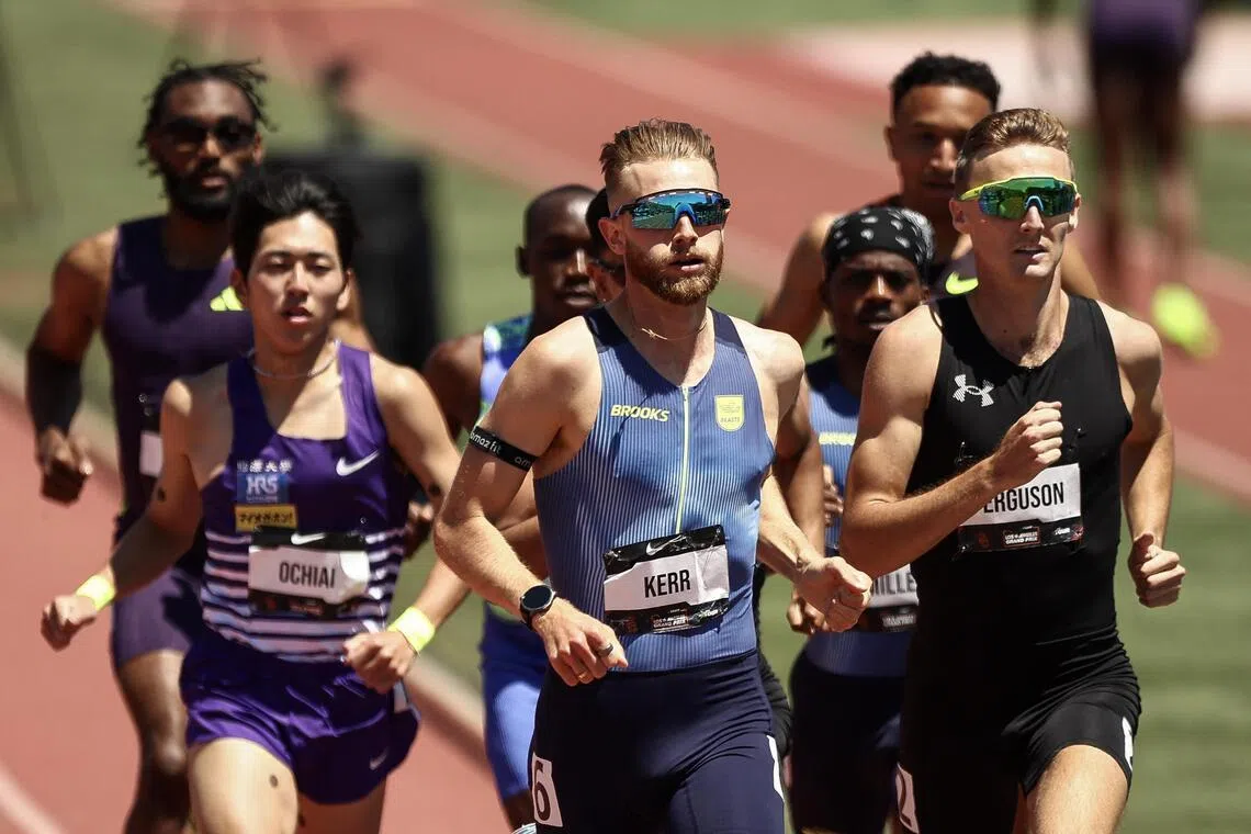 LOS ANGELES, CALIFORNIA - JUNE 14: Josh Kerr of Great Britain competes in the 800m during the USATF LA Grand Prix at Allyson Felix Field at Katherine B. Loker Stadium on June 14, 2026 in Los Angeles, California.   Meg Oliphant/Getty Images/AFP (Photo by Meg Oliphant / GETTY IMAGES NORTH AMERICA / Getty Images via AFP)