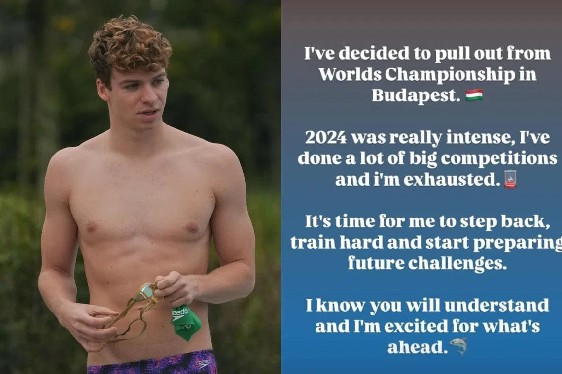 French Olympic swimming champion Leon Marchand is pulling out of December's world short course swimming championships in Hungary.