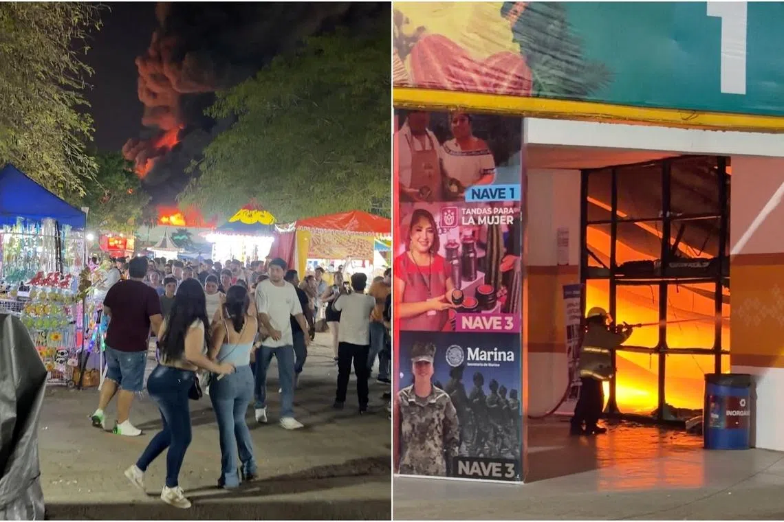 Authorities do not know yet what caused the fire at Parque Tabasco in Villahermosa, Tabasco state, Mexico.
