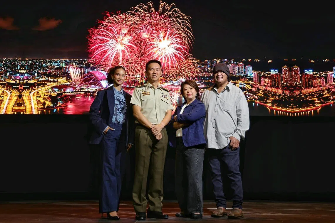 Artist Iman Fandi, Brigadier-General Lim Han Yong, writer Kaylene Tan and microdrama director K. Rajagopal at Infinite Studios on May 21.