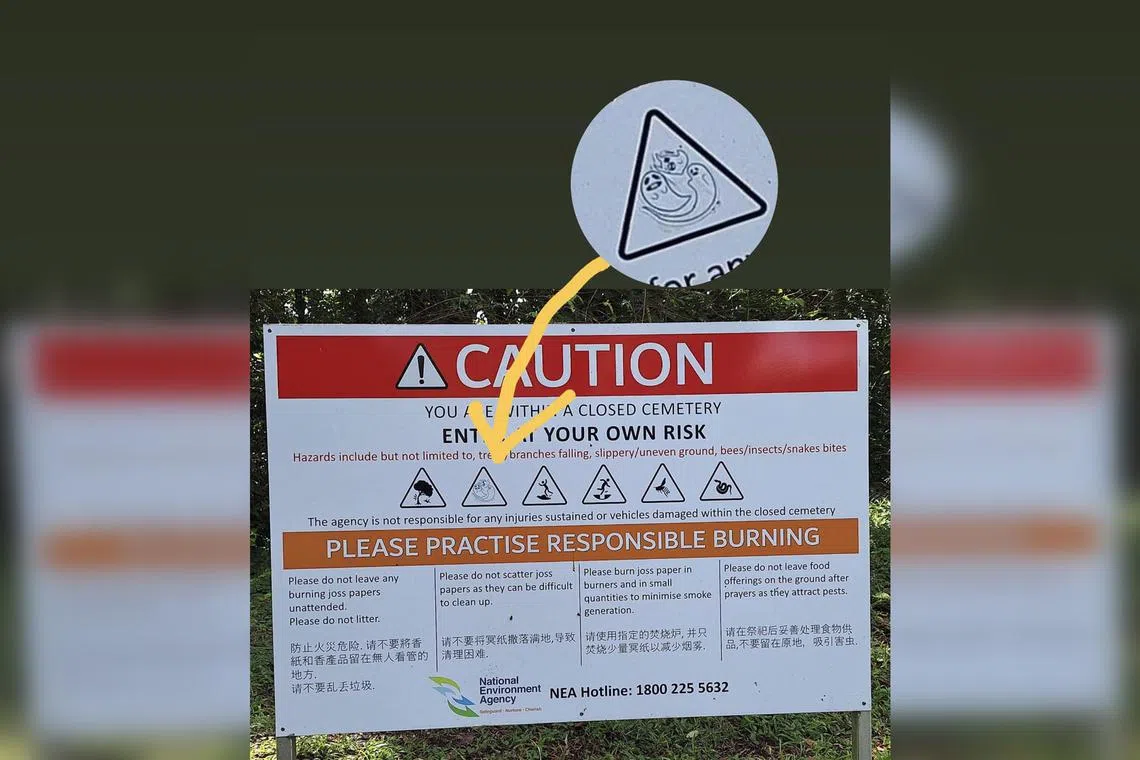 The National Environment Agency said it found several of its signs had been vandalised with the same sticker.