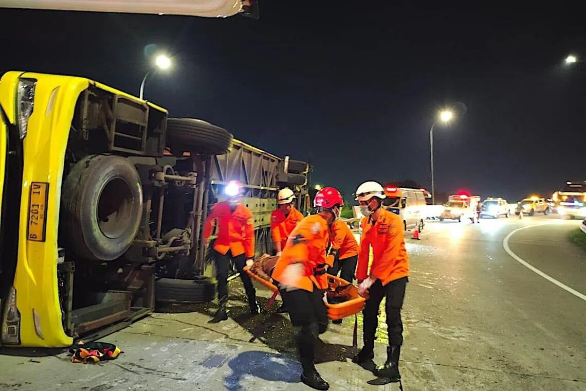 The bus was headed from the Indonesian capital Jakarta to Yogyakarta when it crashed on Dec 22, 2025.