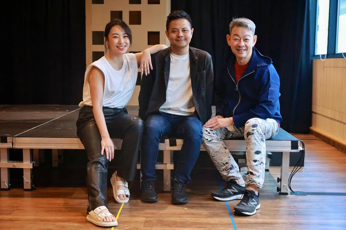 Interview with Wild Rice's Ivan Heng (R), Alfian Saat and TV actress Oon Shu An on their upcoming play, Hotel.